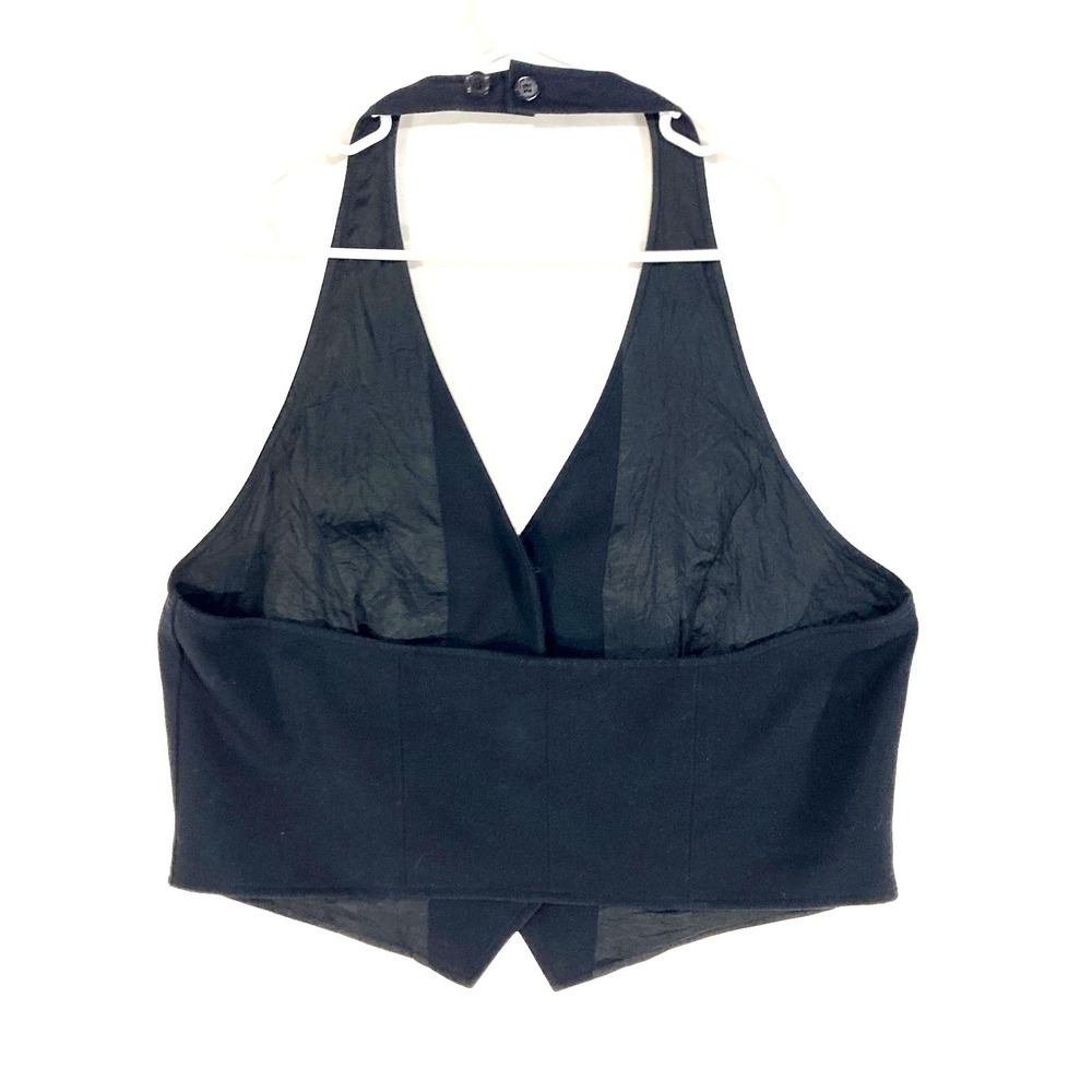 Vintage Y2k Halter Vest Womens 16 L Open Back Heroine Chic Androgynous Backless